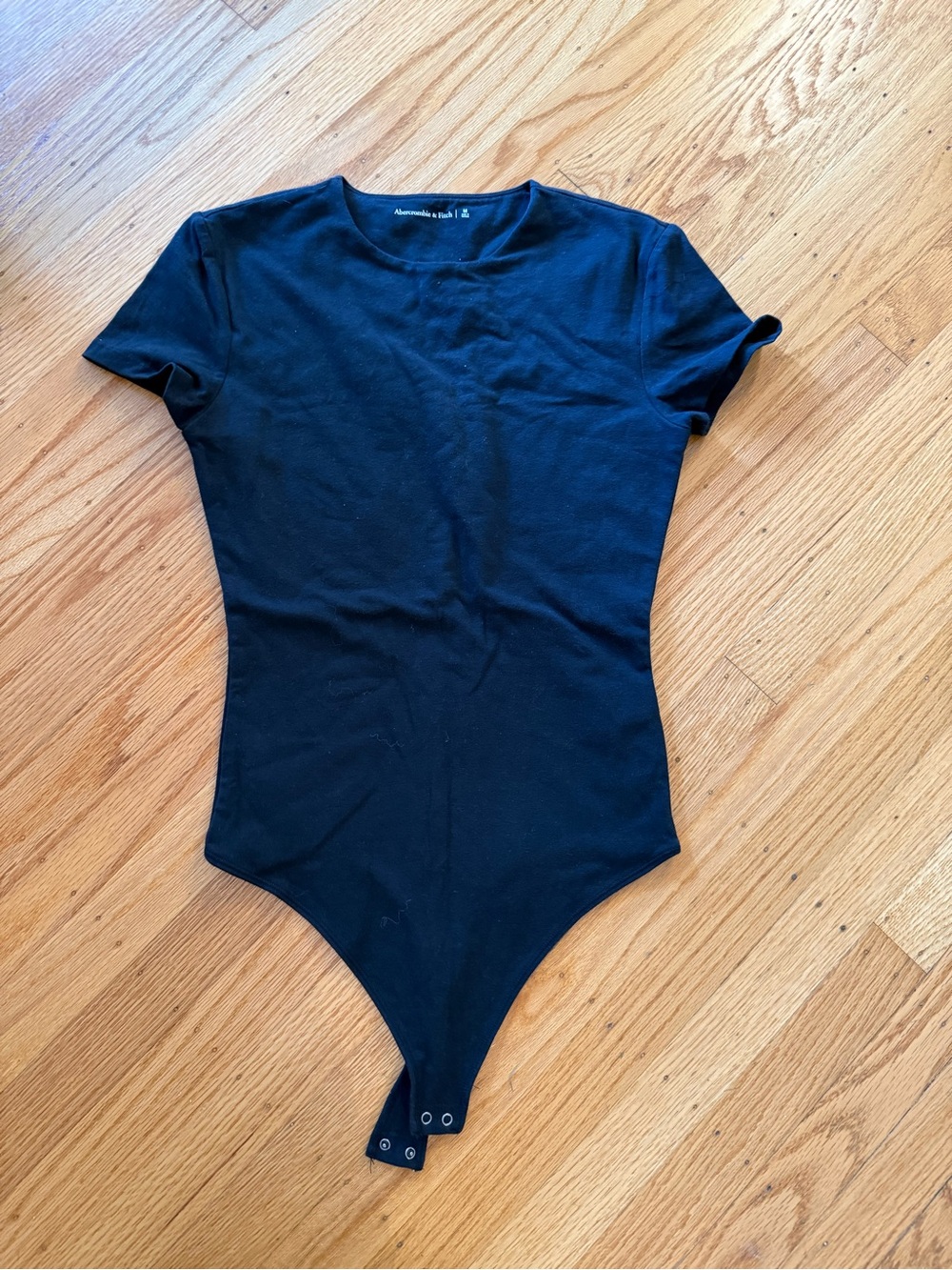 Abercrombie & Fitch Black Short-Sleeve Thong Bodysuit
